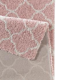 Hoogpolig vloerkleed Luna in roze/crèmekleur, Bovenzijde: 100% polypropyleen, Onderzijde: jute, Oudroze, crèmekleurig, B 80 x L 150 cm (maat XS)