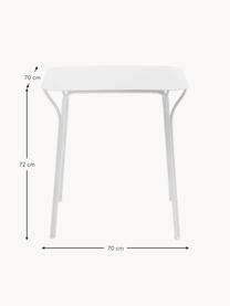 Table de jardin Hiray, 70 x 70 cm, Acier galvanisé, laqué, Blanc, larg. 70 x haut. 70 cm