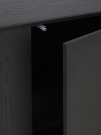 Dressoir Noel van essenhoutfineer in zwart, Vezelplaat met gemiddelde dichtheid (MDF) met essenfineer, Hout, fineer, B 180 cm x H 79 cm