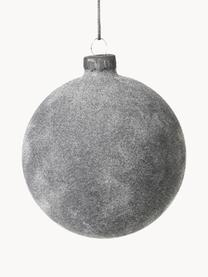 Boules de Noël Alcan, 3 pièces, Verre, velours de polyester, Gris, Ø 8 x haut. 8 cm