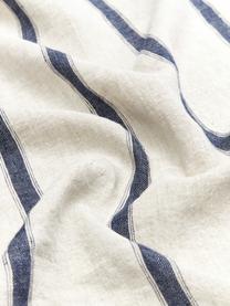 Gestreept linnen tafelkleed Karla in beige/blauw, 100% linnen, Gebroken wit, blauw, Voor 6 - 8 personen (B 145 x L 250 cm)