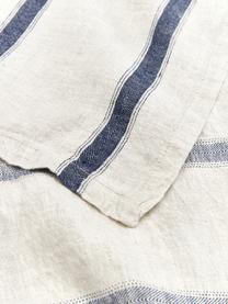 Mantel de lino a rayas Karla, 100% lino, Blanco crudo, azul, De 6 a 8 comensales (An 145 x L 250 cm)