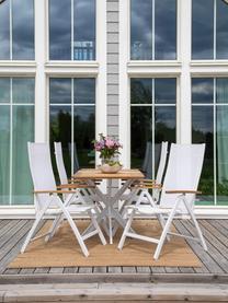 Inklapbare tuinstoel Panama, Frame: gelakt aluminium, Wit, teakhoutkleurig, B 58 x D 75 cm