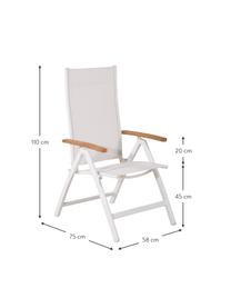Składane krzesło ogrodowe Panama, Stelaż: aluminium, lakierowane, Biały, drewno tekowe, S 58 x G 75 cm