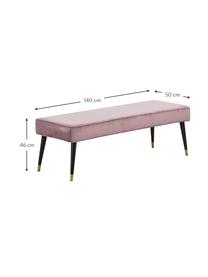 Banco de terciopelo Beverly, Tapizado: terciopelo (poliéster) 50, Estructura: madera de eucalipto, Patas: metal con pintura en polv, Rosa palo, An 140 x Al 46 cm