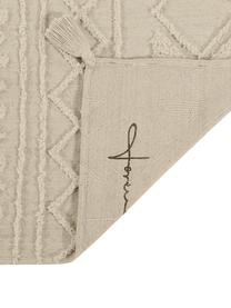 Alfombra texturizada Tribu, estilo étnico, Parte superior: 97% algodón reciclado, 3%, Reverso: algodón reciclado, Gris, beige, An 120 x L 160 cm (Tamaño S)