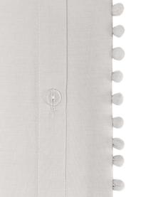 Parure copripiumino in cotone percalle con pompon Bommy, Grigio chiaro, 155 x 200 cm + 1 federa 50 x 80 cm