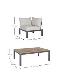 Tuin loungeset Elias, 4-delig, Frame: gepoedercoat en corrosieb, Plateaus: kunststof in hout-optiek, Antraciet, hout, beige, B 246 x D 246 cm