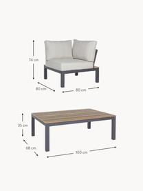 Salotto da giardino Elias 4 pz, Struttura: alluminio verniciato a po, Scaffali: plastica in effetto legno, Tessuto beige chiaro, compensato, antracite, Larg. 246 x Prof. 246 cm