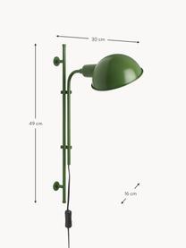 Wandleuchte Funiculí mit Stecker und verstellbarem Lampenschirm, Lampenschirm: Aluminium, beschichtet, Dunkelgrün, glänzend, T 30 x H 49 cm