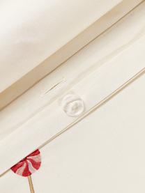 Taie d'oreiller en percale de coton avec broderie de Noël Lolly, Blanc cassé, multicolore, larg. 50 x long. 70 cm