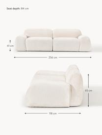 Canapé modulable 3 places en peluche-bouclé Wolke, Peluche-bouclé blanc cassé, larg. 256 x prof. 118 cm