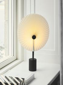 Lampada da tavolo grande portatile con luce regolabile Liris, Paralume: lamina in PVC con tessuto, Struttura: acciaio verniciato, Nero, bianco, Larg. 28 x Alt. 45 cm