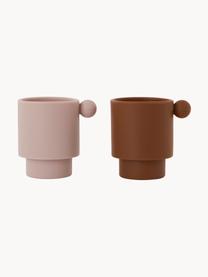 Tazas infantiles Inka, 2 uds., 100% silicona, Marrón, rosa palo, Ø 6 x Al 8 cm, 115 ml