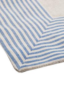 Tovaglia in misto lino beige con righe blu Milda, Blu, Beige, Per 2-4 persone (Larg. 90 x Lung, 90 cm)