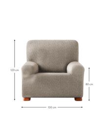 Housse de fauteuil Roc, 55 % polyester, 35 % coton, 10 % élastomère, Beige, larg. 130 x haut. 120 cm