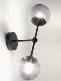 Veľká nástenná lampa z dymového skla Beth, Sivá, čierna, H 20 x V 45 cm