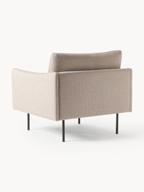 Fauteuil Moby, Bekleding: polyester Met 35.000 schu, Frame: massief grenenhout, berke, Poten: gepoedercoat metaal Dit p, Geweven stof beige, B 90 x D 90 cm