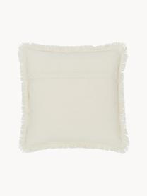 Housse de coussin 45x45 boho à franges blanc crème Eric, 100 % coton, Beige, larg. 45 x long. 45 cm