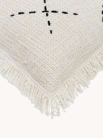 Housse de coussin 45x45 boho à franges blanc crème Eric, 100 % coton, Beige, larg. 45 x long. 45 cm