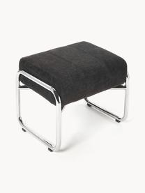 Tabouret rembourré Marcel, Tissu anthracite, argenté, larg. 50 x haut. 43 cm