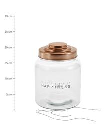 Skleněná dóza Happiness, Ø 16 cm x V 21 cm, Transparentní, Ø 16 cm, V 21 cm, 2,5 l