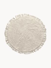 Tapis rond pour enfant à franges Orwen, 100 % coton, Blanc crème, Ø 100 cm