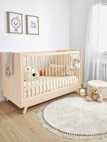 Tapis rond pour enfant à franges Orwen, 100 % coton, Blanc crème, Ø 100 cm