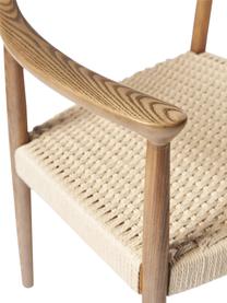 Silla con reposabrazos de madera de fresno Pavel, Asiento: ratán, Estructura: madera de fresno, Ratán, madera de fresno, An 62 x F 76 cm