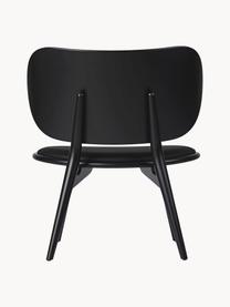 Kožená židle s dřevěnými nohami Rock, ručně vyrobená, Černá, Š 65 cm, H 69 cm