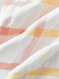 Karierter Seersucker-Kopfkissenbezug Leonita, Webart: Seersucker Fadendichte 15, Weiß, Hellgelb, Orange, B 40 x L 80 cm