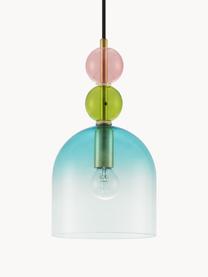 Lampada a sospensione piccola Murano, Baldacchino: metallo rivestito, Turchese, rosa, verde oliva, Ø 16  x A 30 cm