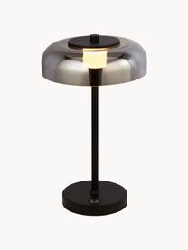 Stmievateľná stolová LED lampa zo skla Frisbee, Čierna, sivá, Ø 23 x V 40 cm