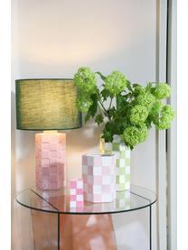 Kerze Tile mit Fliesenoptik, Wachs, Rosa, Weiss, B 4 x H 8 cm