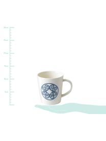 Tazas Love, 4 uds., Porcelana, Marfil, azul cobalto, Ø 10 x Al 11 cm