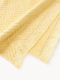 Set di asciugamani con motivo in rilievo Jacqui, varie misure, Giallo chiaro, Set da 3 (asciugamano ospite, asciugamano e telo bagno)