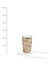 Wassergläser Ubud in handgefertigten Bambus-Behältern, 6 Stück, Behälter: Bambus, Transparent, Hellbraun, Ø 8 x H 11 cm, 115 ml