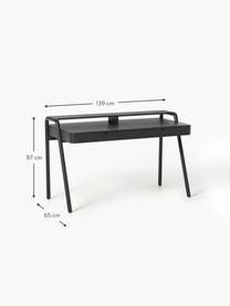 Schreibtisch Evrak mit Schubladen, Korpus: Eschenholzfurnier, Beine: Massives Eschenholz Diese, Schwarz, B 139 x T 65 cm