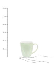 Handgemachte Tassen Alice in Pastellgrün mit Reliefdesign, 2 Stück, Steingut, Mintgrün, Ø 10 x H 10 cm