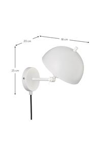 Retro wandlamp Kia met stekker, Lampenkap: gecoat metaal, Wit, 20 x 25 cm