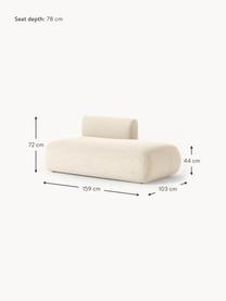 Diván modular en tejido bouclé Sofia, Tapizado: tejido bouclé (100% polié, Estructura: madera de abeto, tablero , Patas: plástico Este producto es, Bouclé beige claro, An 159 x F 103 cm, respaldo izquierdo