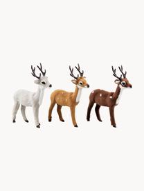 Komplet jeleni dekoracyjnych Deer, 3 elem., Żywica organiczna, Brązowy, szary, biały, S 8 x W 13 cm