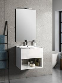 Set lavabo One 4 pz, Manico: alluminio, rivestito, Lampada: alluminio, rivestito, Superficie dello specchio: vetro a specchio, Bianco, Set in varie misure