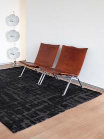 Tappeto con effetto alto-basso Perriers, 100% poliestere, Nero, grigio scuro, Larg. 80 x Lung. 150 cm (taglia XS)