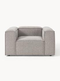 Sillón en tejido bouclé Lennon, Tapizado: tejido bouclé (100% polié, Estructura: madera contrachapada de p, Patas: plástico Este producto es, Bouclé gris pardo, An 130 x F 101 cm