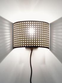 Wandlamp Vienna van Weens vlechtwerk met stekker, Lampenkap: kunststof, Lichtbruin, zwart, B 22 x H 16 cm