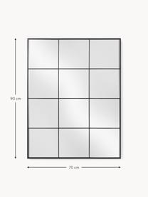 Eckiger Wandspiegel Clarita in Fensteroptik, Rahmen: Metall, pulverbeschichtet, Rückseite: Mitteldichte Holzfaserpla, Spiegelfläche: Spiegelglas, Schwarz, B 70 x H 90 cm