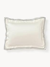 Funda de almohada de satén Carlotta, Blanco crema, negro, An 45 x L 110 cm