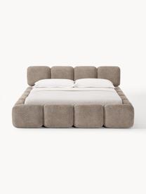 Buklé čalúnená posteľ Tayla, Buklé sivobéžová, Š 140 x D 200 cm