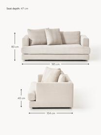 Sofa Tribeca (2-Sitzer), Bezug: 100 % Polyester Der strap, Gestell: Buchenholz, Kiefernholz, , Füße: Kiefernholz Dieses Produk, Webstoff Hellbeige, B 185 x T 104 cm